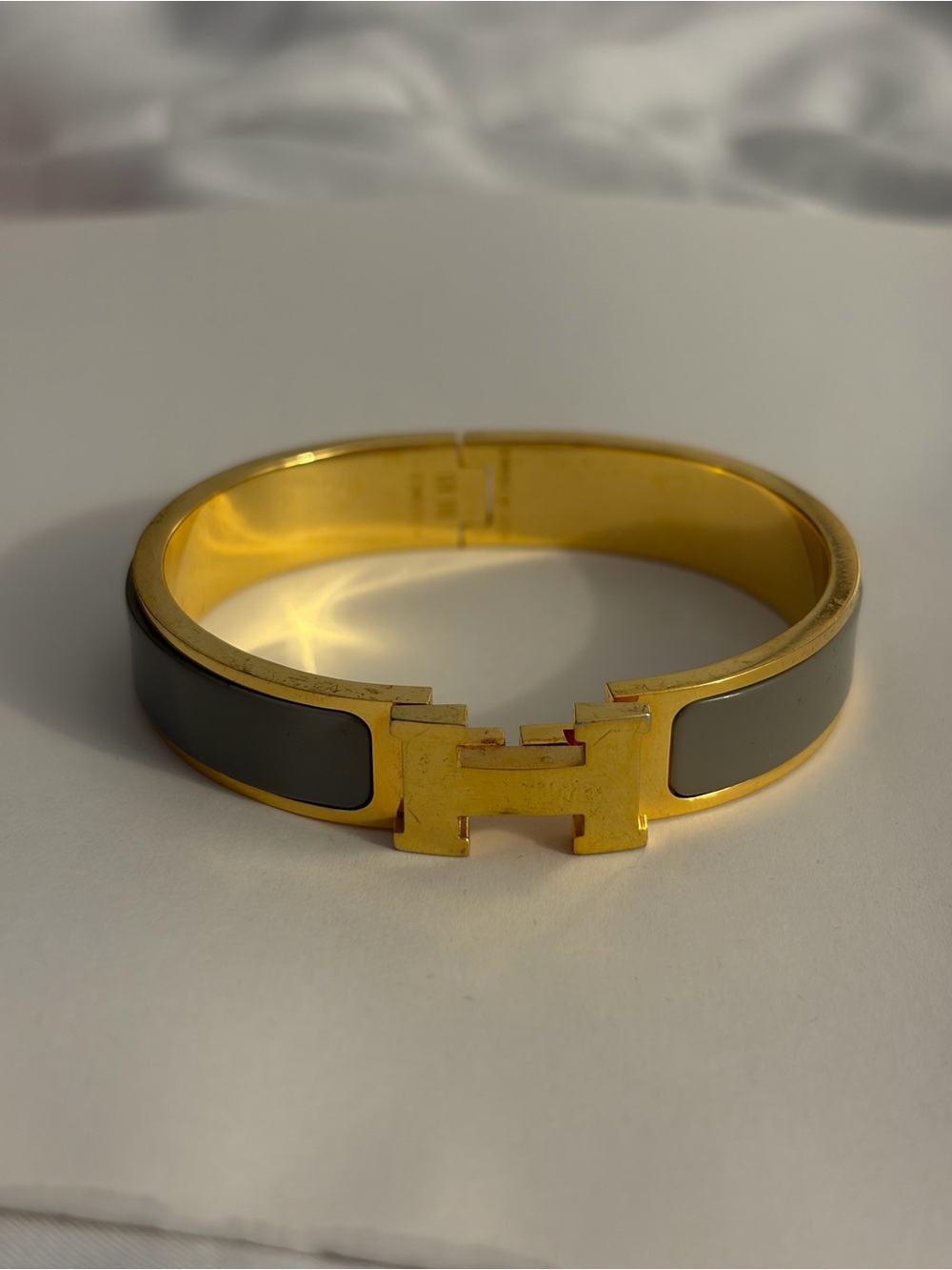 Hermès Clic H Bracelet (Grey / Gold - Full Set)